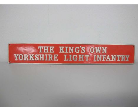 A Miniature Replica Deltic Locomotive Nameplate 'The Kings Own Yorkshire Light Infantry', measuring 29.5cm length, 4.5cm tall