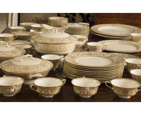 DINNER SERVICE, Royal Worcester fine Bone China England - Embassy pattern, twelve place settings including dinner, dessert an