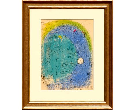MARC CHAGALL, 'Mother and Child in front of Notre Dame', rare original lithograph, 1952, suite: vision of Paris, Ref: Mourlot