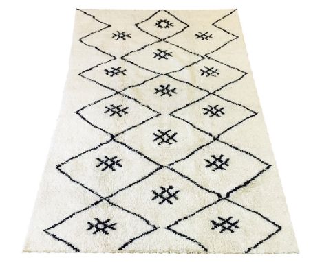 MORROCAN BENI OURAIN BERBER CARPET, 255cm x 164cm, unusual high atlas mountains tribal design. 