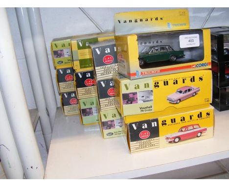 Twelve Vanguards 1:43 scale die cast model vehicles 