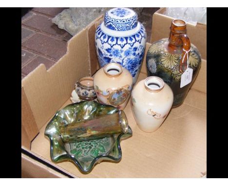 A Royal Doulton flagon, Isle of Wight glass vase, other collectable ceramic and glassware