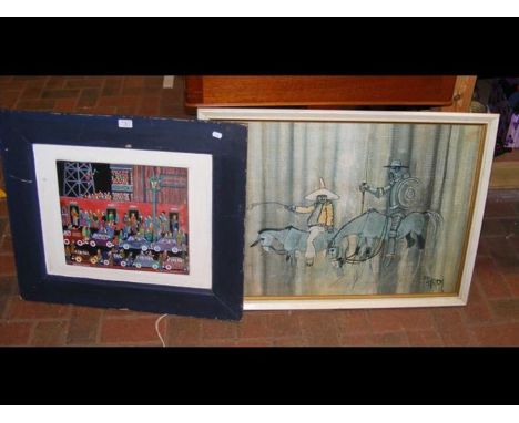 M. FILLUPS (2014) - painting of outside of football ground - painted while in Ford Prison, West Sussex, together with a Paynt