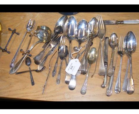 Selection of silver and silver plated flatware 