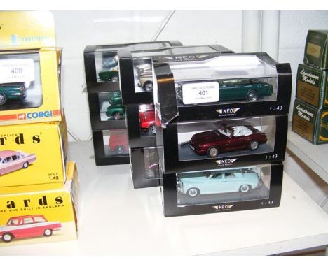 Nine Neo 1:43 scale models CONDITION REPORTall cars are not secured to the box&nbsp;