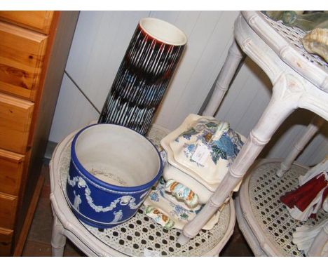 A Poole Pottery vase, together with tureen and cover, etc. 