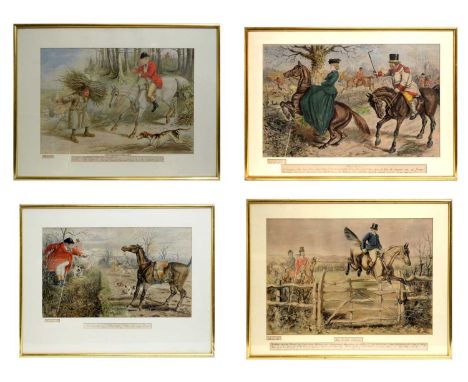 John Leech  (1817-1864) Four prints from Hunting Incidents, comprising; "The Noble Science", "Old Coachman", "Mr. Torrocks (l