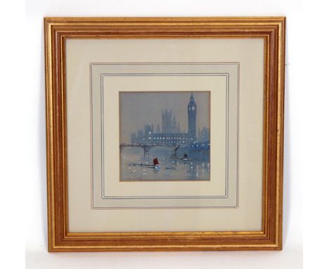 William Francis Longstaff (1879-1953),a study of the Houses of Parliament,signed,watercolour sketch,15.5 x 15.5 cm   CONDITIO
