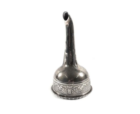 A George III Scottish silver wine funnel repousse decorated with a shell and c-scroll border, Robert Gray & Son, Glasgow 1819