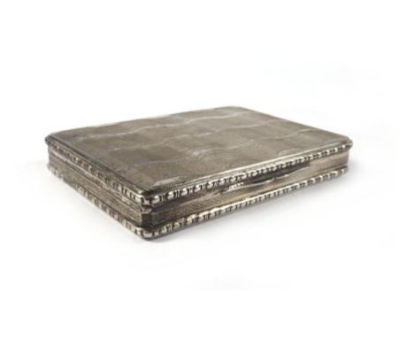 An early 20th century continental silver, parcel gilt and engine turned case of rectangular form having geometric decoration,