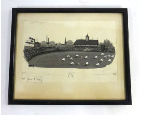 Leslie Starke (1905-1974),'Wanted July '14',a humorous study of a cricket match.signed and inscribed,pen and ink illustration