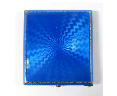 A silver, parcel gilt and pale blue guilloché enamelled cigarette case of rectangular form, import marks, w. 9 cm   CONDITION