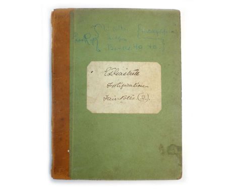 WWI Officer's Hand-written manuscript note book ( small qto hb "supplied for the Public Service" ) containing detailed descri