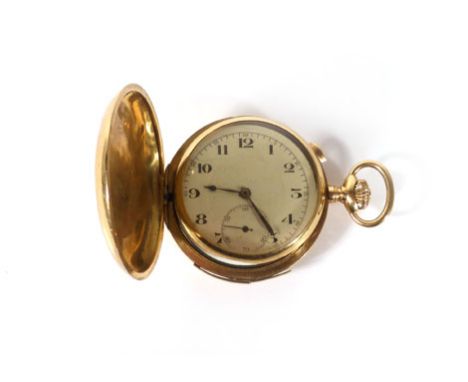 An early 20th century 18ct yellow gold full hunter pocket chronometer, the white enamelled dial with black Arabic numerals, t