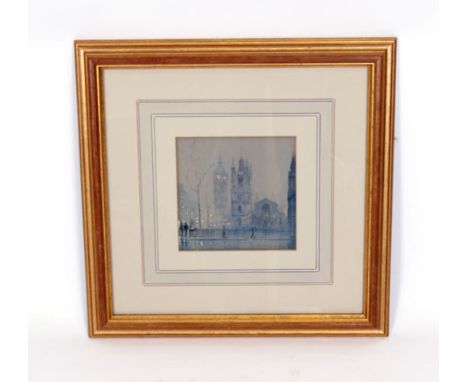 William Francis Longstaff (1879-1953),a study of Westminster Abbey,signed,watercolour sketch,15.5 x 15.5 cm   CONDITION REPOR