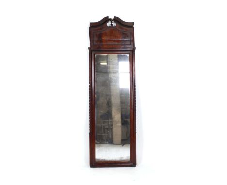 A 19th century mahogany pier mirror with an architectural pediment and turned pilasters, 197 x 64 cm   CONDITION REPORT:  Shr