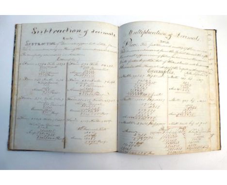 Pupil's Copy Book, 1825. A small qto. Hb. Qtr.bound note book with marbled boards used by one John Brabbins. The book is devo