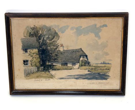 David Green (d. 2013),'Wheatsheaf End, Colmworth',signed and inscribed,watercolour sketch,31 x 44 cm   CONDITION REPORT:  Fra