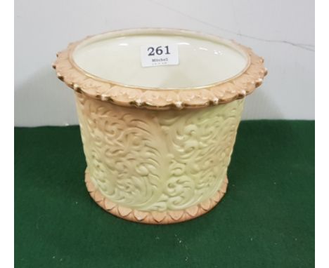 Locke &amp; Co Worcester Jardinere, cream with beige edging, 9cm dia x 13cm h