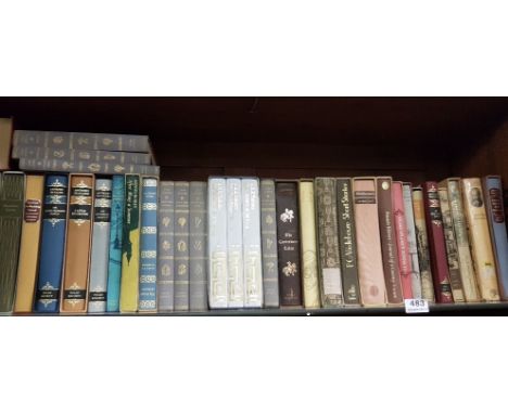 Shelf of Folio Books, most in slip cases, J R Tolkien, Anthony Trollope etc