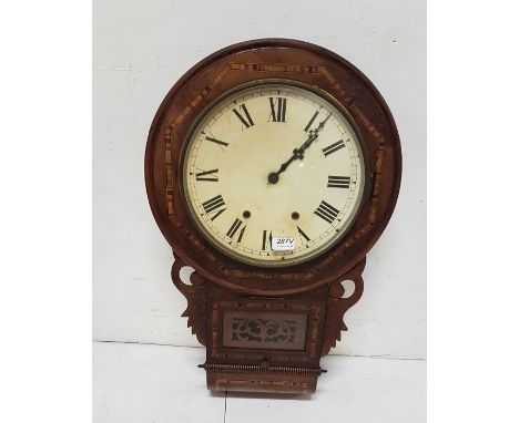 Jerome American 8 day Wall Clock in a multiple inlay frame, 70cm high (no pendulum)