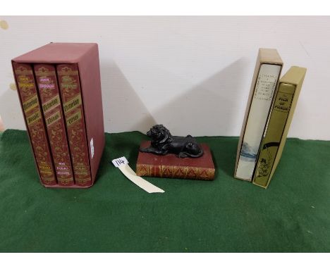 Model of Seated Lion on book base, 3 piece folio set (Victorian Trilogy - Briggs) &amp; 2 other Folios (6) 