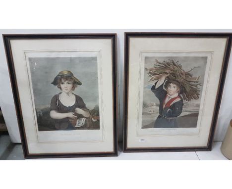 2 x 19th C Colour Engravings, "The Woodboy", engraved by T GAUGAIN, pub'd 1799, by L Brydon, 53cm x 42cm and a similarly fram