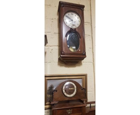 1950s oak cased Wall Clock and a 1950s German Mantel Clock (2)