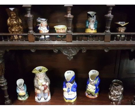 Group of Toby and Character Jugs, various sizes (shelf, approx. 14)