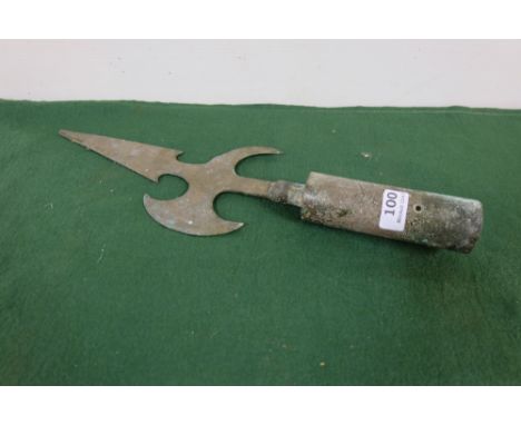 Ornamental brass Spearhead, 36cm h, on a bracket