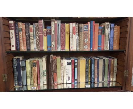 2 x shelves of Hard Back Folios, most in slip cases, novels, history etc (60 approx) (bottom and middle shelf)