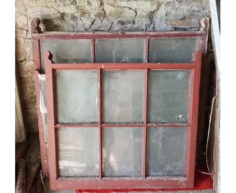 7 x red Georgian Sash Windows and weights (some panes damaged)