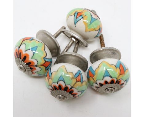 Four ceramic Art Deco drawer knobs. UK P&amp;P Group 1 (£16+VAT for the first lot and £2+VAT for subsequent lots) 