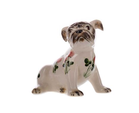 GRISELDA HILL POTTERY BULLDOG,26cm wide, along with two smaller Griselda Hill Wemyss animals comprising a rabbit and a cat (3