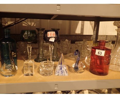 Shelf of mixed glassware 
