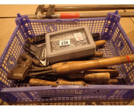 Box of chisels including Marples and other tools 