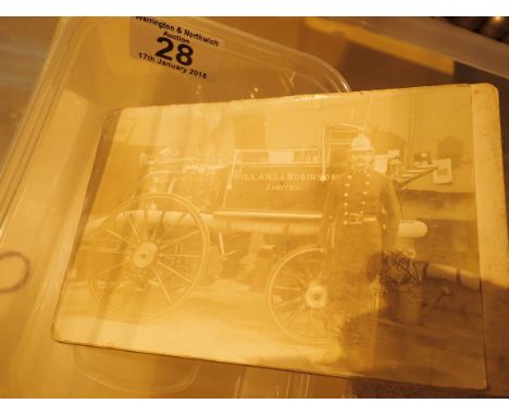 Antique photograph of Willans and Robinson Ltd fire engine and firemen CONDITION REPORT: This does appear to be a cabinet car