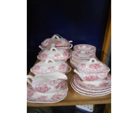 A Victorian salesman's sample/ child's dinner service comprising of four graduated tureens and ladle, six dinner plates, six 