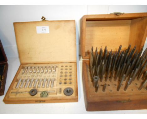A cased set of Bergeon watchmakers taps and dies plus a cased set of watchmakers tools