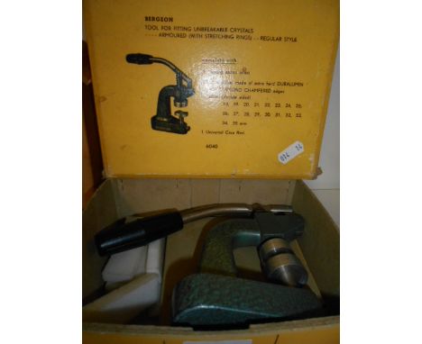 A boxed Bergeon watchmakers tool for fitting unbreakable crystals 