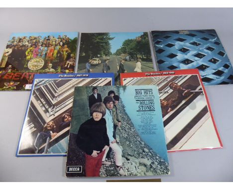 A Collection of Four Beatles Records to Include Sergeant Pepper, Abbey Road, 62-66, 67-70 Together with Tommy, The Who and Ro