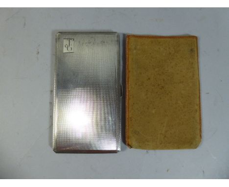 A Heavy Silver Cigarette case with Engine Turned Decoration Monogrammed JG, Birmingham Hall Mark, 246g 
