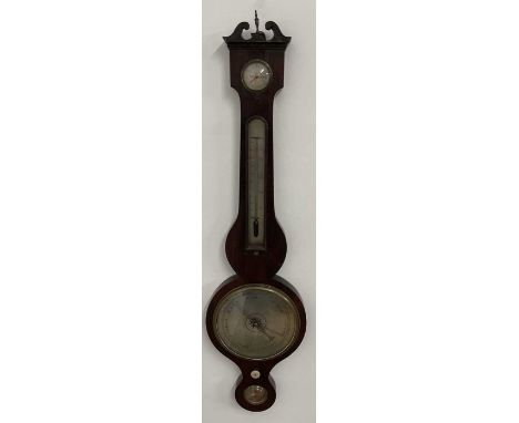 JB LE ROY; a banjo barometer, with thermometer, height 97cm.