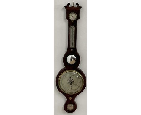 A J CARACCIA; a Westerham banjo barometer, with thermometer, height 97cm