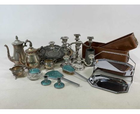 A quantity of silver plate, copper, flatware and other items.