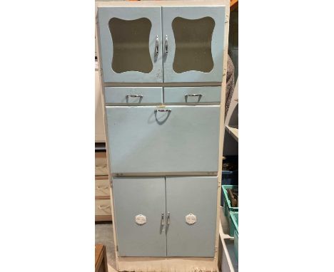 A vintage 1960s freestanding kitchen larder/cupboard with two glazed doors, height 172cm.