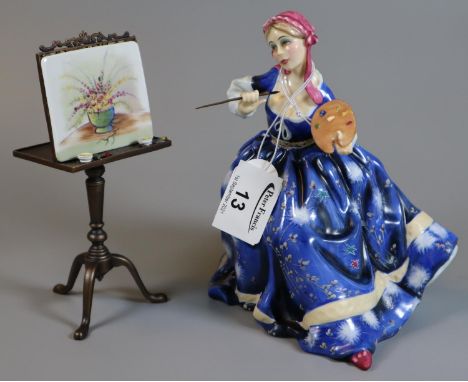 Royal Doulton bone china figurine 'The Gentle Arts, Painting', limited edition of 750, HN3012, with metal artist easel, COA a