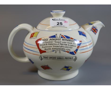 Crown Ducal Liberty & Freedom war against Hitlerism teapot. (B.P. 21% + VAT) 