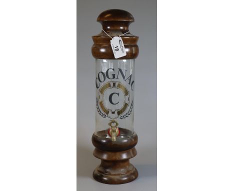 Mid Century cognac spirit dispenser with turned wooden mounts. (B.P. 21% + VAT) 