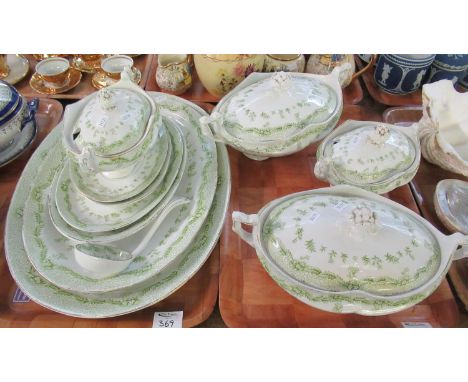 Two trays of A.J Wilkinson Ltd England 'Marlborough' design dinnerware to include; various sizes of lidded tureens, ladle, va